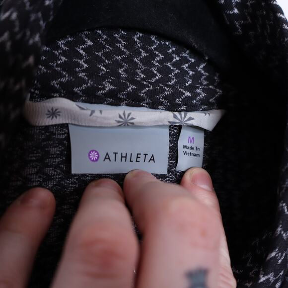 ATHLETA Heartbeat Hope Jacket Black Zigzag Full Zip Stretch Active Women's M - Picture 12 of 14